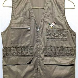 Olive Green Men's Hunting Shotgun Vest Embroidered Duck Logo Large Fast Shipping